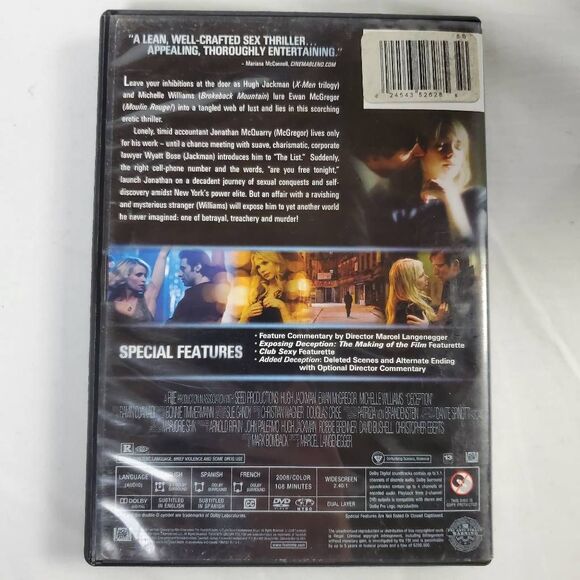 Deception DVD (Hugh Jackman, Ewan McGregor, Michelle Williams) - Picture 3 of 3